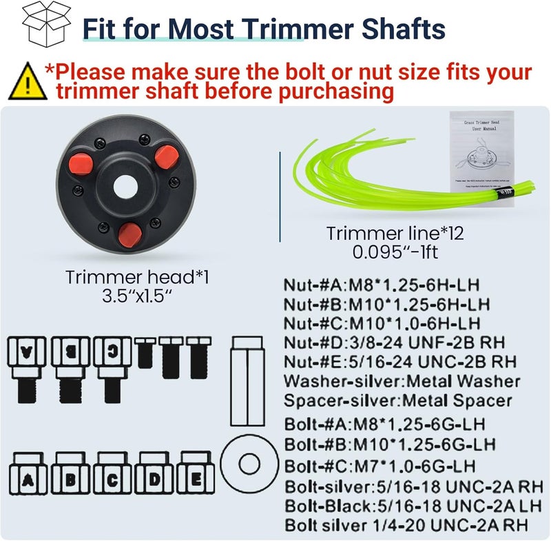SIMUSI Store Universal Weed Eater Head, Easy Load String Trimmer Head Replacement Weed Wacker Head for Echo, Ego, Dewalt, Stihl, and Husqvarna, Includes 12pcs 1FT-0.095" Trimmer Line - Image 3